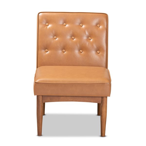 Baxton Studio Riordan Traditional Faux Leather Upholstered Side Chair with Wood Frame