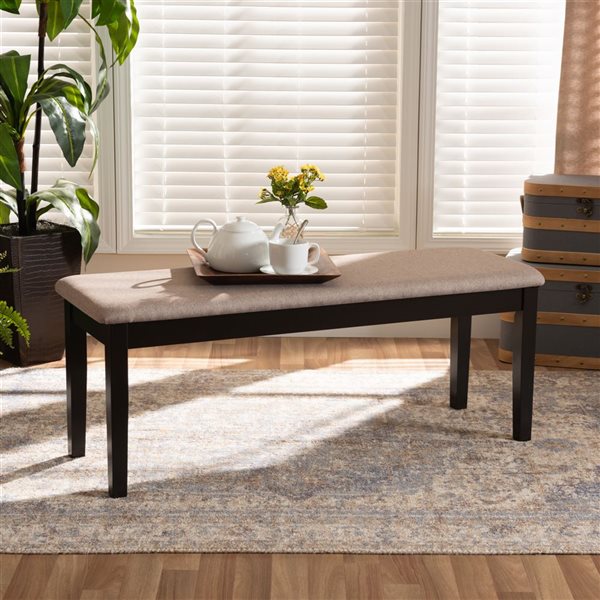 Baxton Studio Teresa Sand and Dark Brown Rectangular Dining Bench