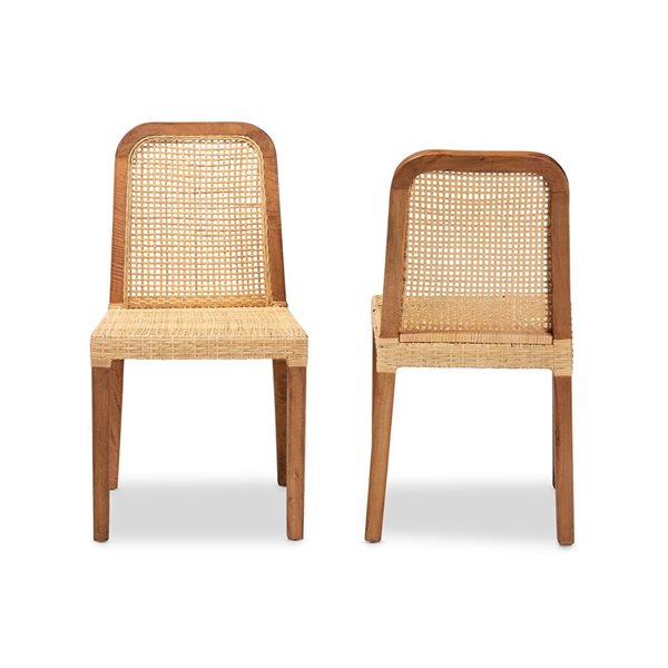 Baxton Studio Caspia Traditional Side Chair with Wood Frame - Set of 2