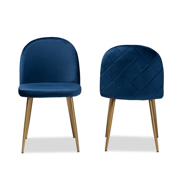 Baxton Studio Fantine Navy Blue Contemporary Polyester Upholstered Side Chair with Wood Frame - Set of 2