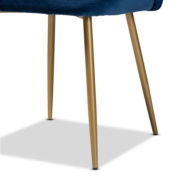 Baxton Studio Fantine Navy Blue Contemporary Polyester Upholstered Side Chair with Wood Frame - Set of 2