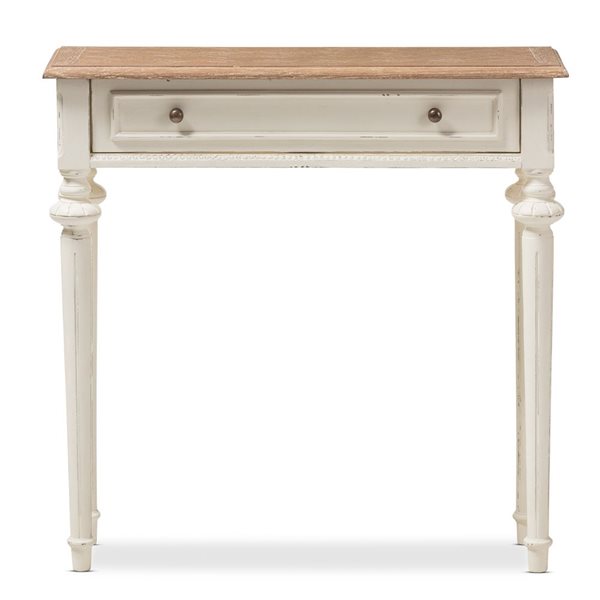 Baxton Studio Marquetterie Weathered Oak Vintage Console Table