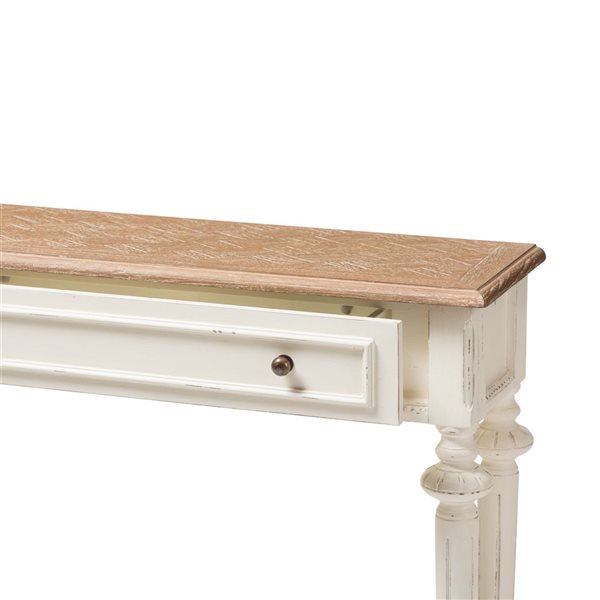 Baxton Studio Marquetterie Weathered Oak Vintage Console Table