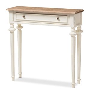 Baxton Studio Marquetterie Weathered Oak Vintage Console Table