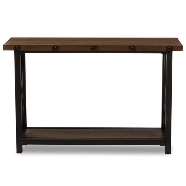 Baxton Studio Herzen Walnut Brown Industrial Console Table 7197