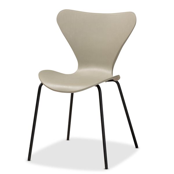 Baxton Studio Jaden Beige Contemporary Side Chair with Plastic Frame - Set of 4