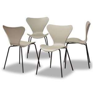 Baxton Studio Jaden Beige Contemporary Side Chair with Plastic Frame - Set of 4