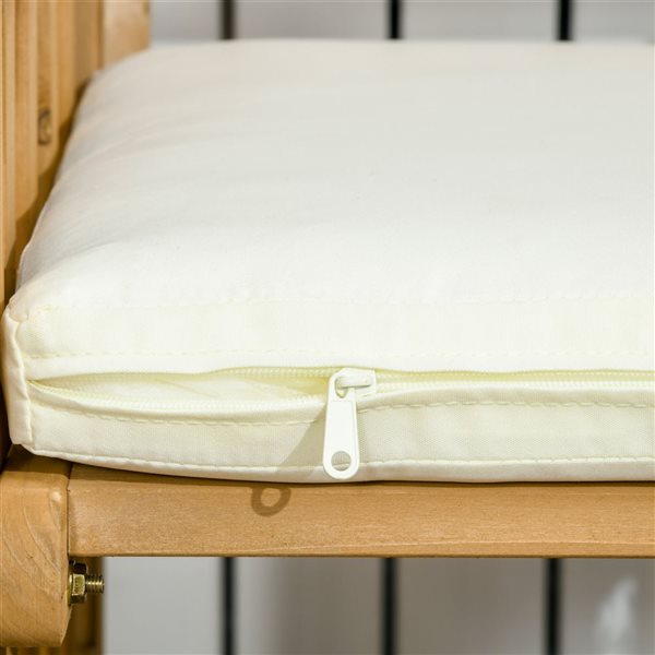 Outsunny 26in x 35in Brown Garden Table and Chairs Set with OffWhite