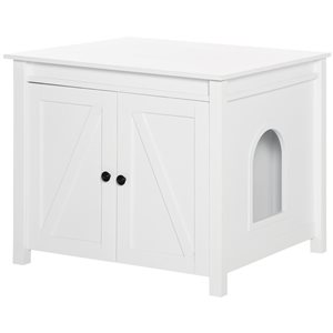 PawHut 23.5-in White Litter Box Enclosure with Storage and Openable Top