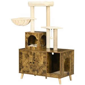 PawHut 54.3-in Litter Box Enclosure with Cat Tree Tower
