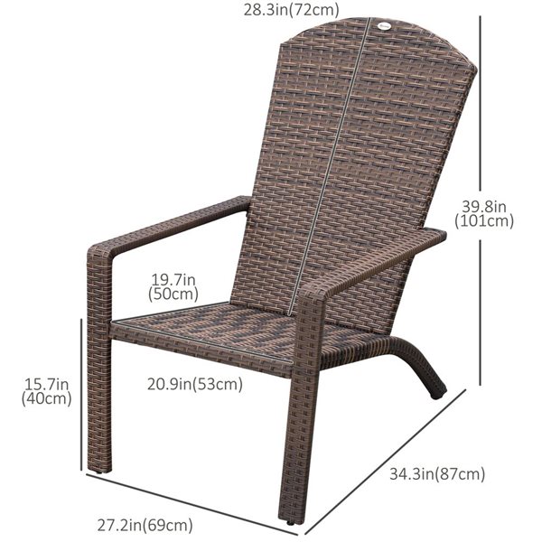 Outsunny Set of 2 Dark Brown Rattan Adirondack Chairs 867-136V00DR | RONA