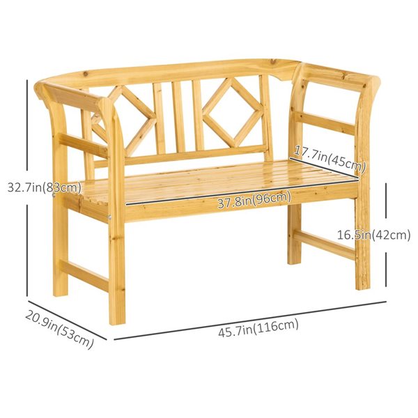 Outsunny 45.7-in x 32.7-in Wooden Garden Bench