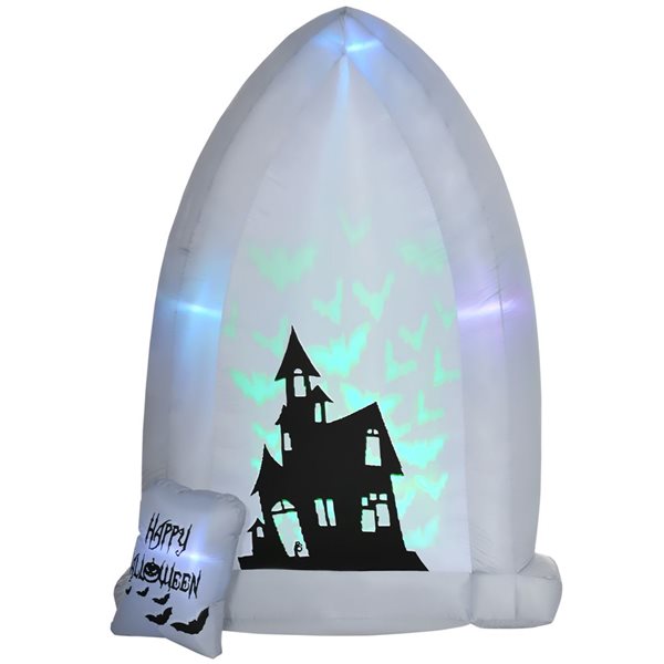 Haunted House Inlfattable HOMCOM 6.89-ft x 4.92-ft Haunted House Halloween Inflatable with LED ...