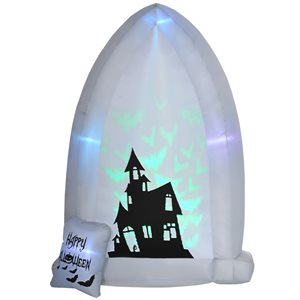 HOMCOM 6.89-ft x 4.92-ft Haunted House Halloween Inflatable with LED Light