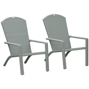 Outsunny Set of 2 Light Grey Rattan Adirondack Chairs