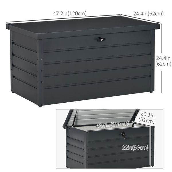 Outsunny 47.2-in x 24.4-in Grey Outdoor Storage Box