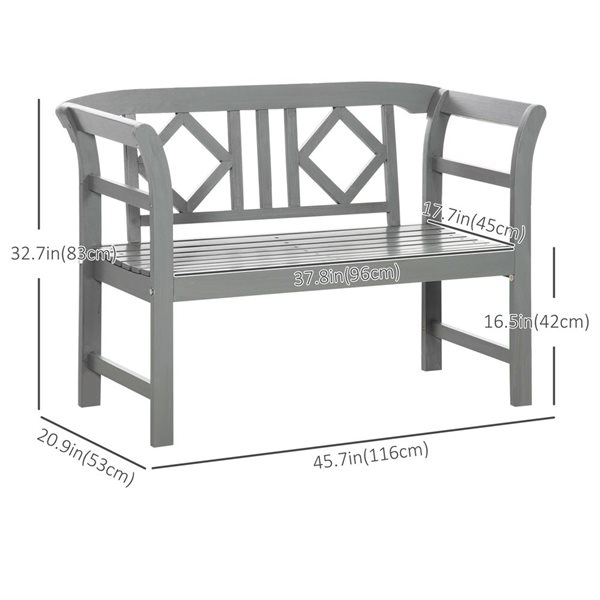 Outsunny 45.7-in x 32.7-in Dark Grey Garden Bench