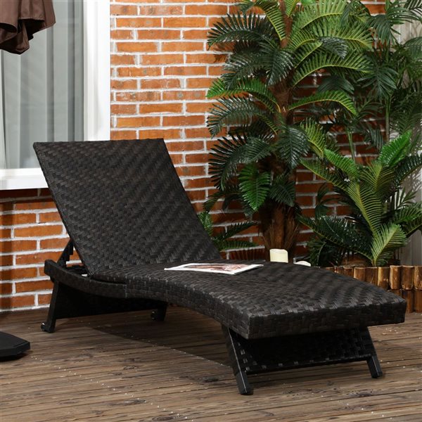 Outsunny Grey Patio Chaise Lounge with Adjustable Backrest 862063V00MB