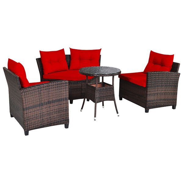 Costway 4 Piece Outdoor Patio Rattan Furniture Set Red RONA   332007878 MainImage 001 L 