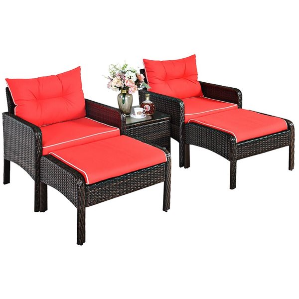 Costway 5 Piece Patio Rattan Furniture Set Red RONA   332007887 MainImage 001 L 