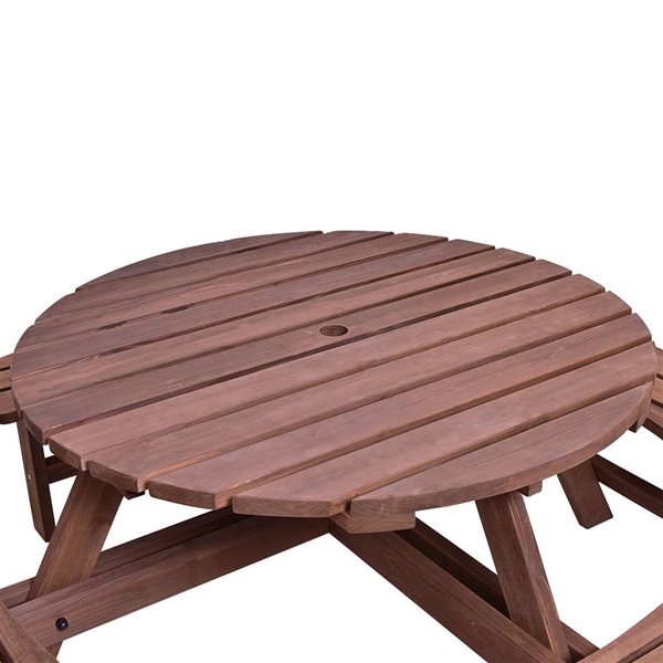 Costway Patio 8-Seat Wood Picnic Table