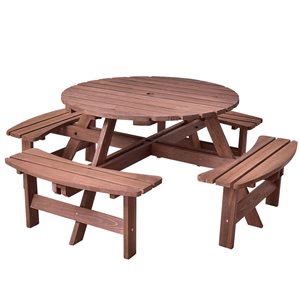 Costway Patio 8-Seat Wood Picnic Table