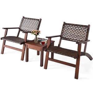 Costway 3-Piece  Patio Rattan Furniture Set Coffee Table