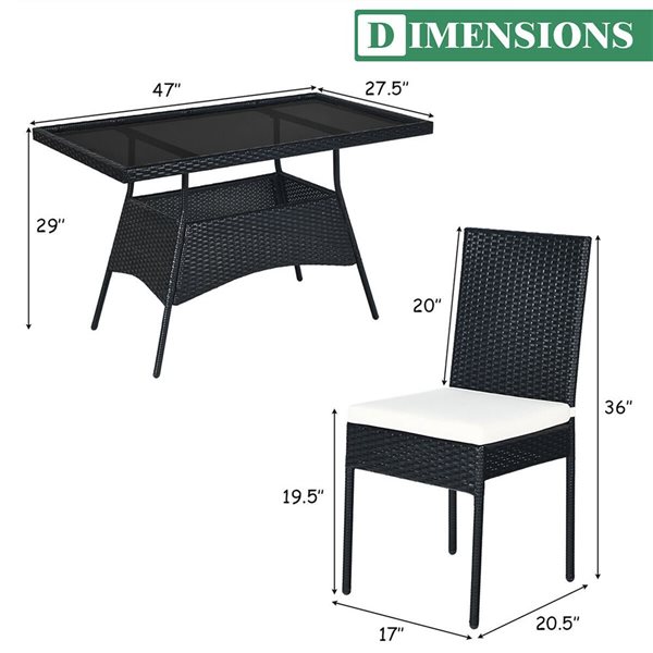 Costway 5-Piece Patio Rattan Dining Set