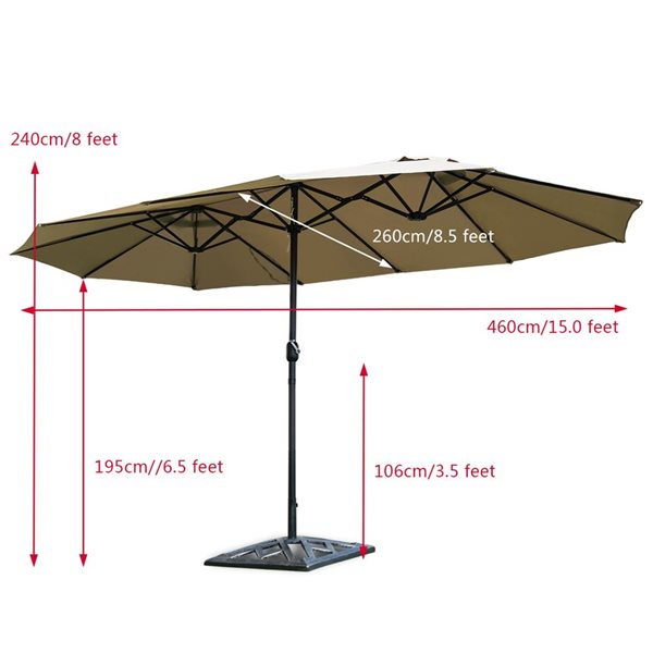 Costway 8.5-ft Beige Market Patio Umbrella With Crank