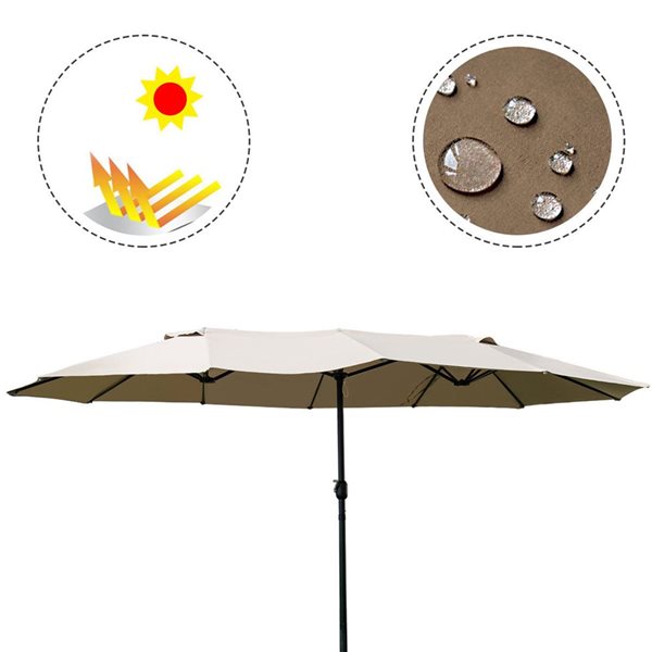 Costway 8.5-ft Beige Market Patio Umbrella With Crank