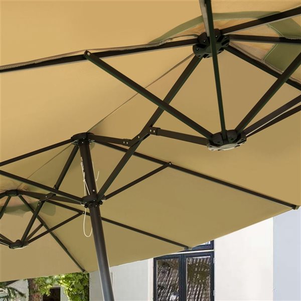 Costway 8.5-ft Beige Market Patio Umbrella With Crank