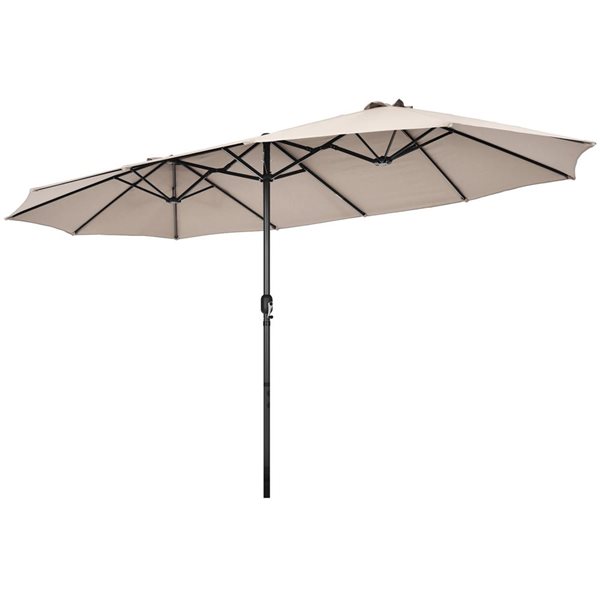 Costway 8.5-ft Beige Market Patio Umbrella With Crank