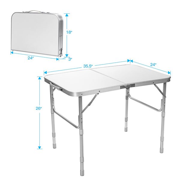 Costway Rectangle Outdoor Dining Table 24-in W x 35.5-in L - White