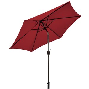 Costway 10-ft Burgundy Market Patio Umbrella With Push-button