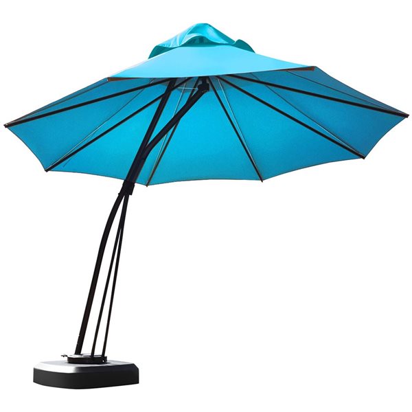 Costway 11-ft Turquoise Offset Patio Umbrella Push-button - Base ...