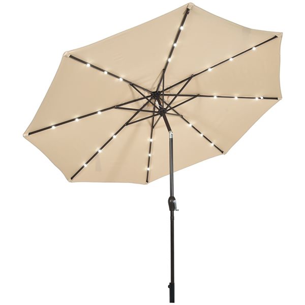 Costway 10-ft Beige Market Patio Umbrella With Push-button