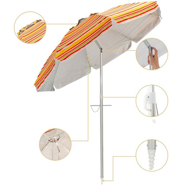 Costway 6.5-ft Yellow Garden Patio Umbrella With Push-button