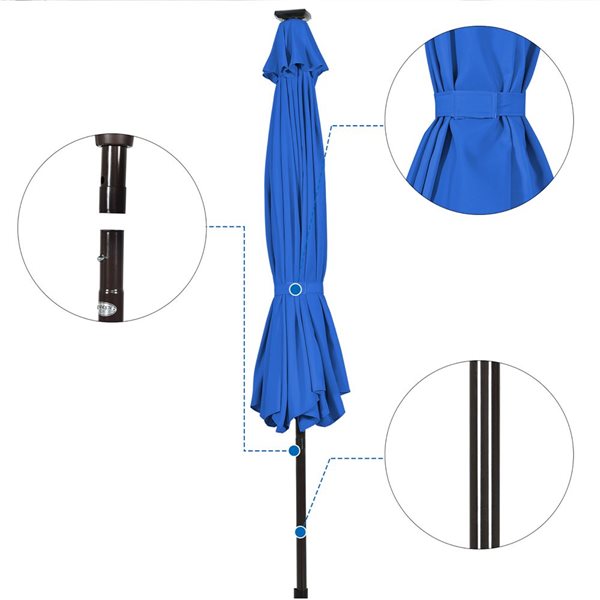 Costway 10-ft Blue Market Patio Umbrella WithPush-button