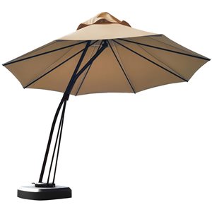 Costway 11-ft Beige Offset Patio Umbrella Push-button - Base Included