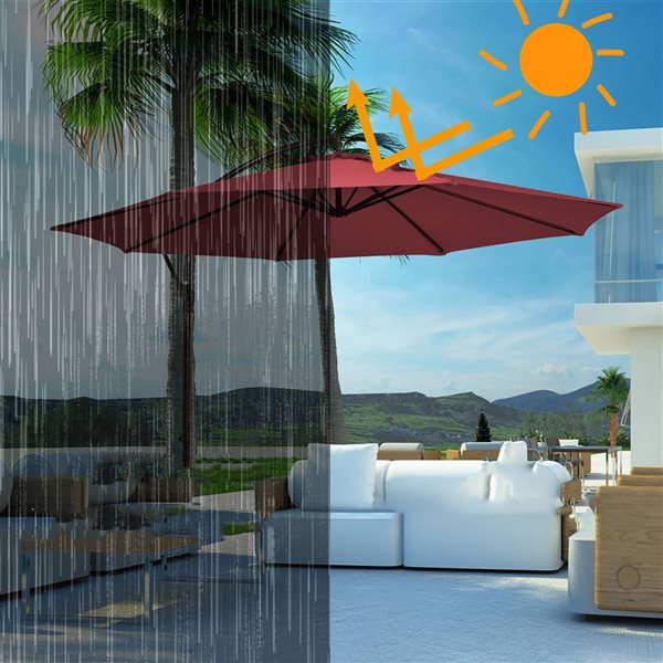 Costway 10-ft Burgundy Offset Patio Umbrella With Crank - Base Included