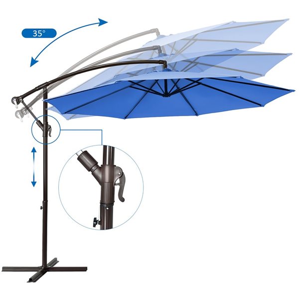 Costway 10-ft Blue Offset Patio Umbrella With Crank - Base Included