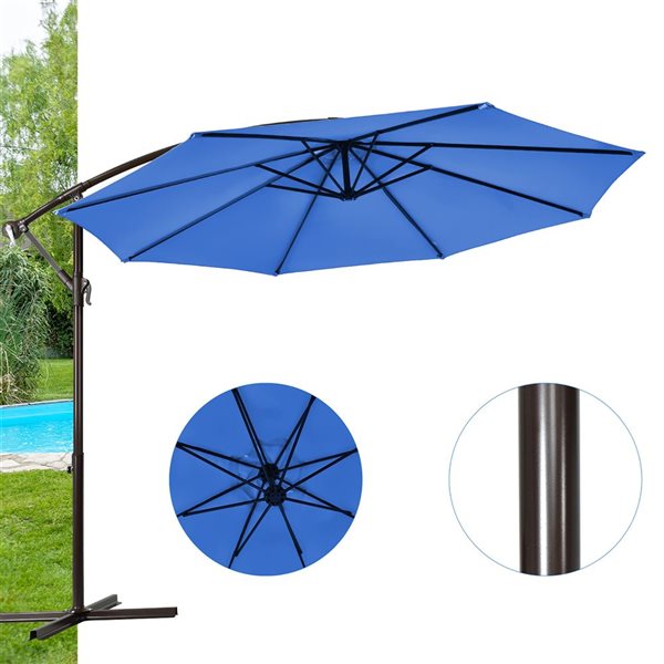 Costway 10-ft Blue Offset Patio Umbrella With Crank - Base Included