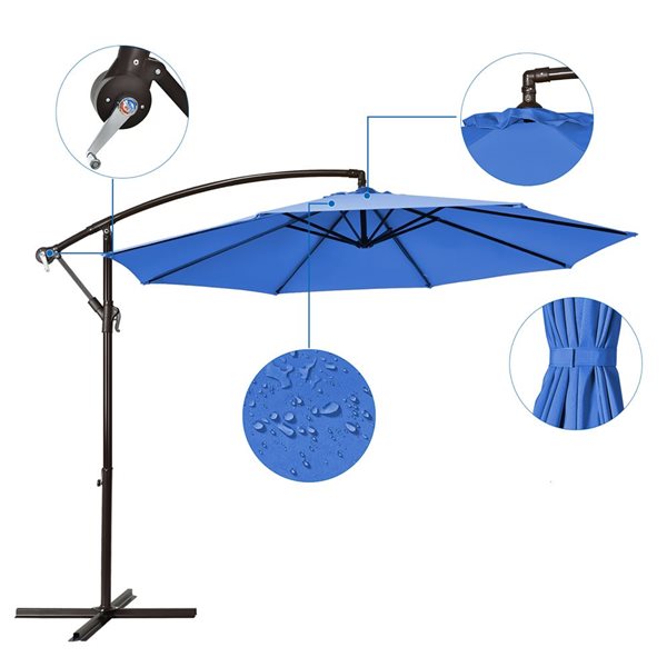 Costway 10-ft Blue Offset Patio Umbrella With Crank - Base Included