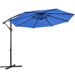 Costway 10-ft Blue Offset Patio Umbrella With Crank - Base Included