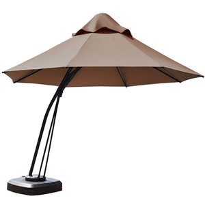 Costway 11-ft Tan Offset Patio Umbrella Push-button - Base Included