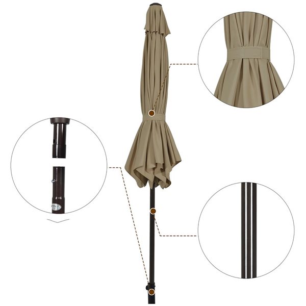 Costway 9-ft Tan Market Patio Umbrella With Push-button