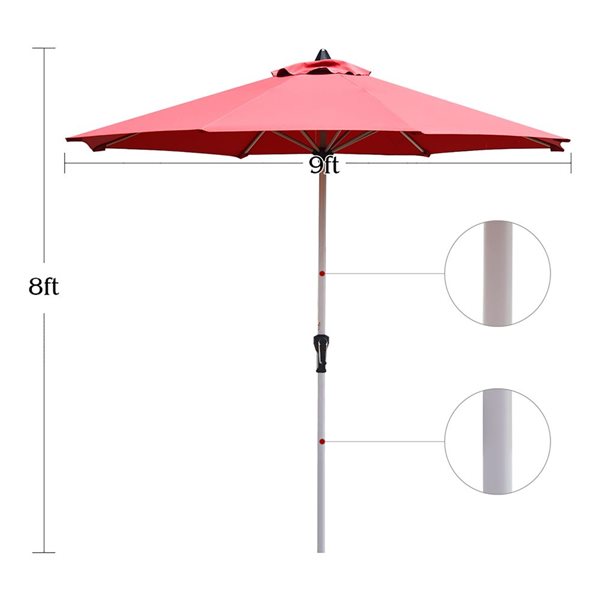 Costway Burgundy 9-ft Burgundy Market Patio Umbrella With Crank