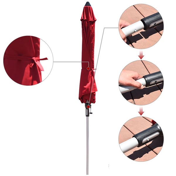 Costway Burgundy 9-ft Burgundy Market Patio Umbrella With Crank