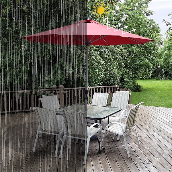 Costway Burgundy 9-ft Burgundy Market Patio Umbrella With Crank