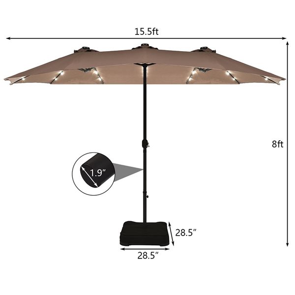 Costway 8.8-ft Tan Market Patio Umbrella With Crank - Base Included